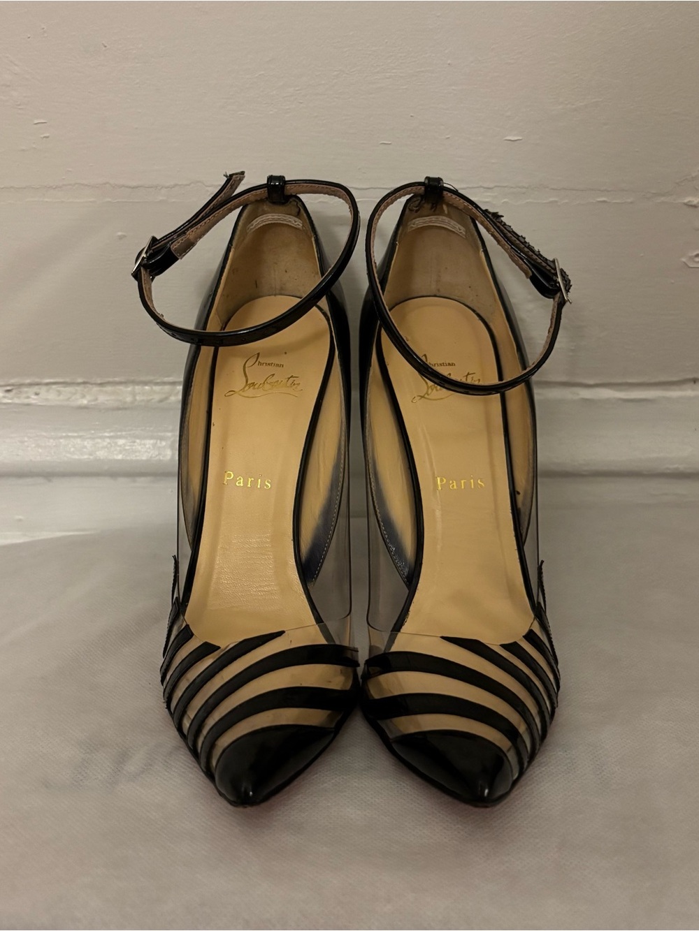 Christian Louboutin Black/Transparent Patent Leather and Pivichic Pumps